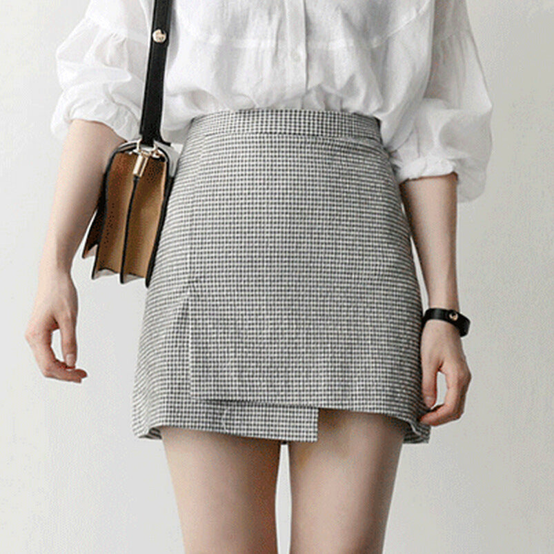 Houndstooth Asymmetric Skirt