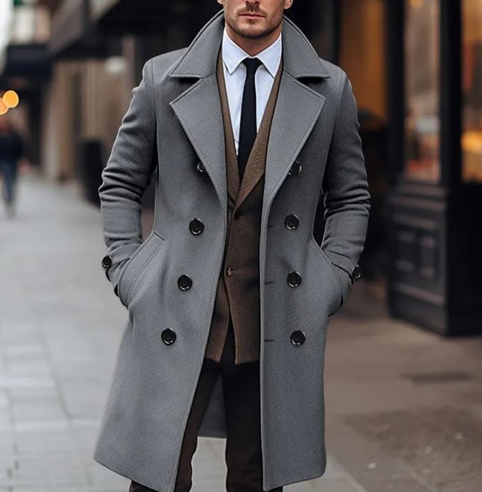 Double-Breasted Wool Overcoat