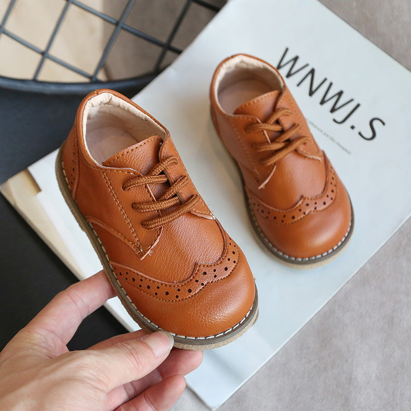 Boys' Retro Leather Shoes for Small and Medium Kids