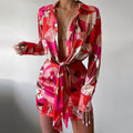 Lapel Print Dress