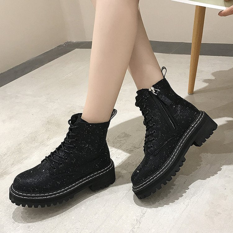 Sparkle Platform Combat Boots