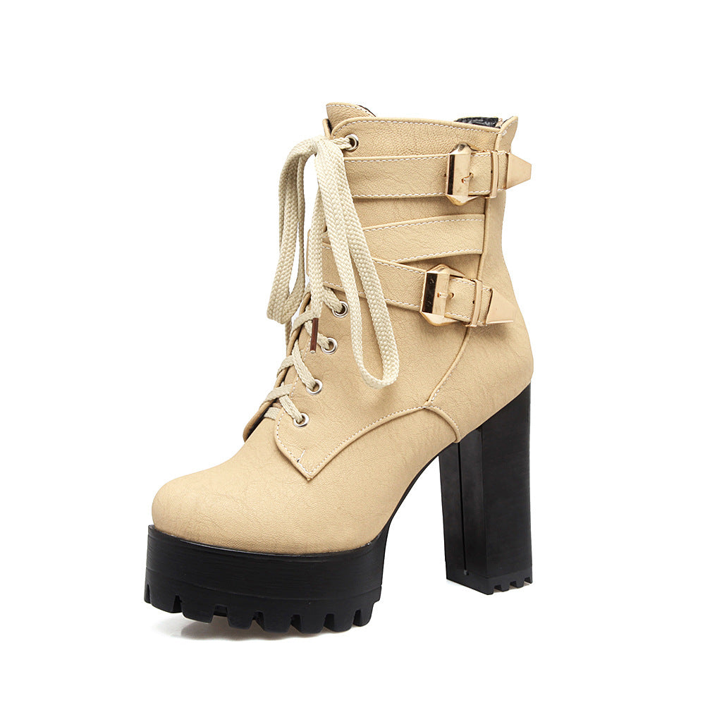 Buckle Platform Combat Boots