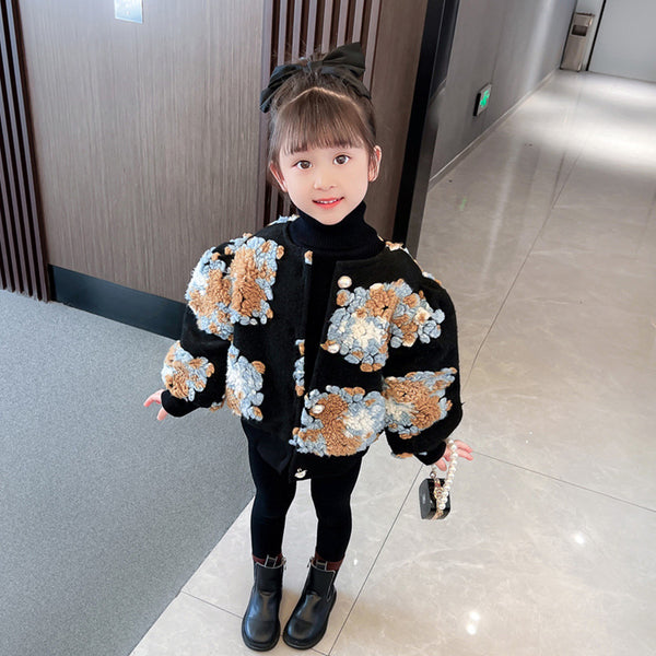 Girls' Faux Lamb Wool Coat