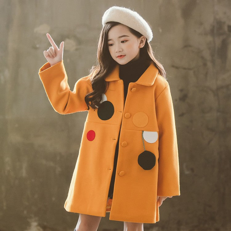 Girls' Polka Dot Wool Coat