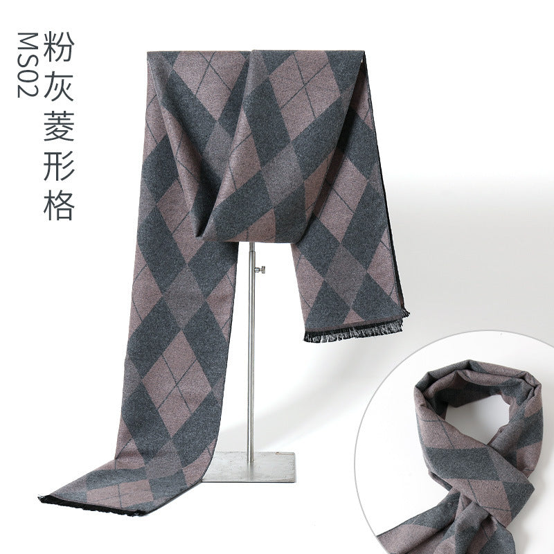 Men's Plaid Cashmere-Feel Scarf