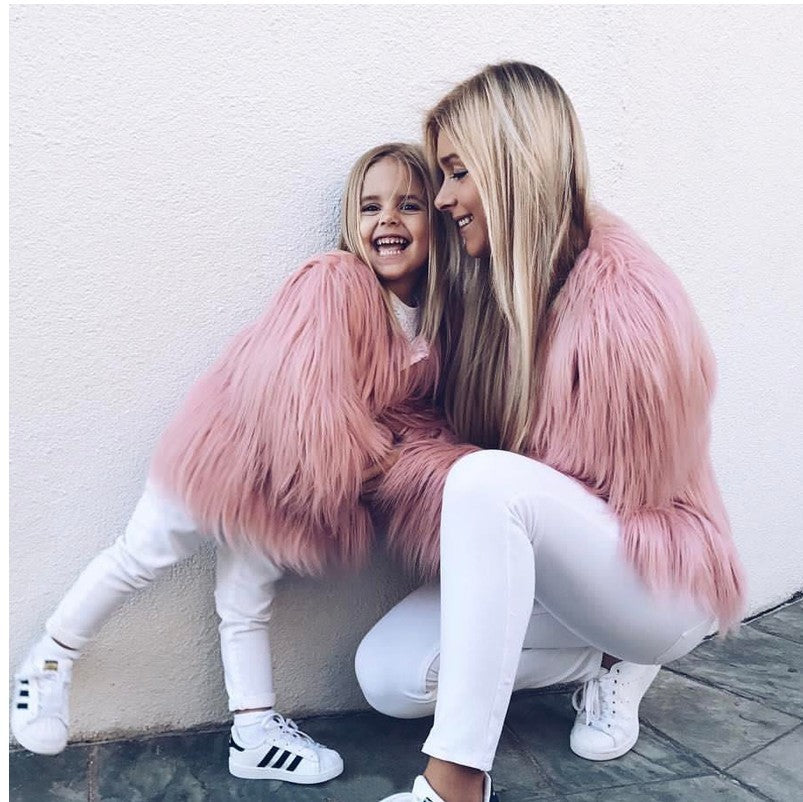 Girls' Thick Faux Fur Coat