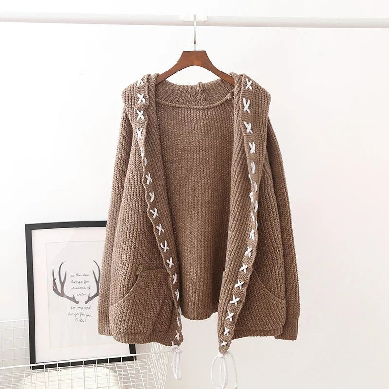 Hooded Tie-Front Cardigan
