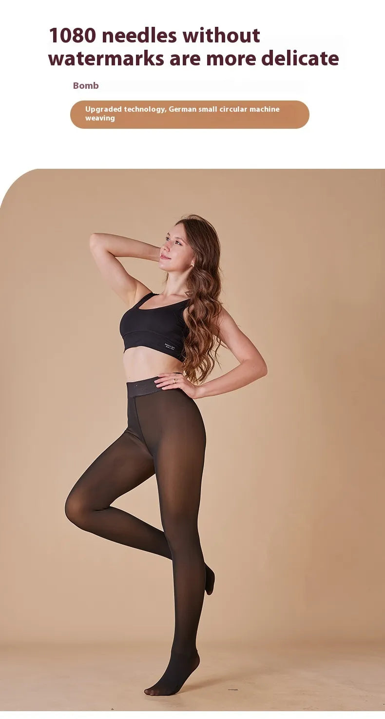 Fleece-Lined Sheer Tights