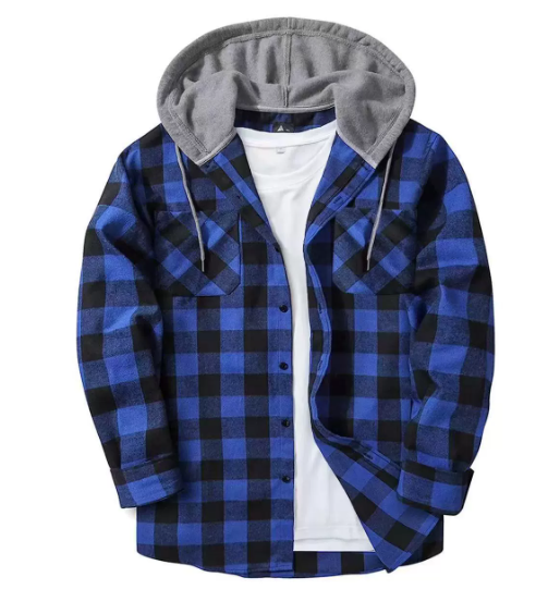 Checked Hooded Cardigan