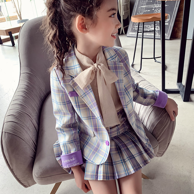Girls' Check Suit Set