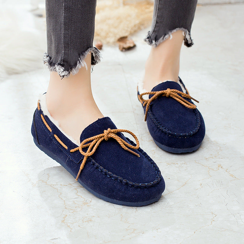 Cozy Bow Flat Casual Loafers for Women