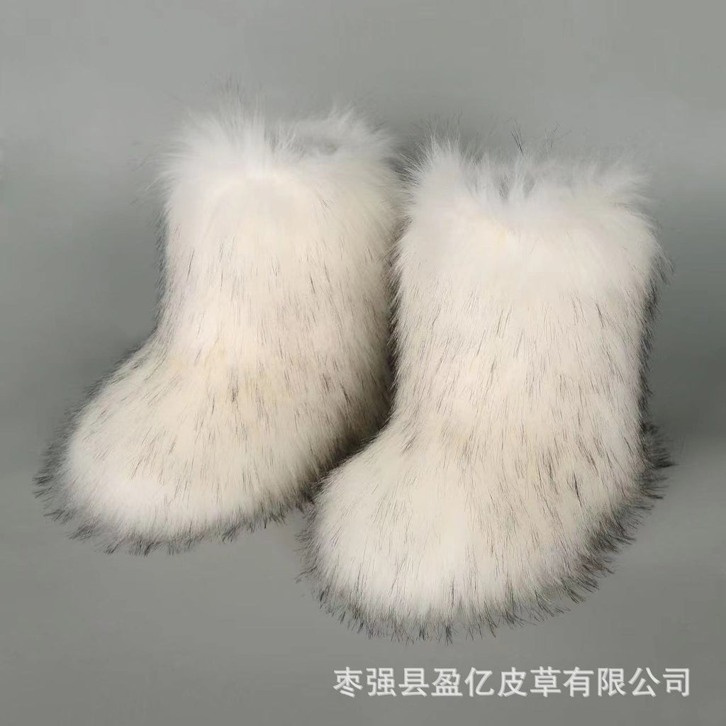 Fashionable Thick Plush Winter Knee-High Boots for Women
