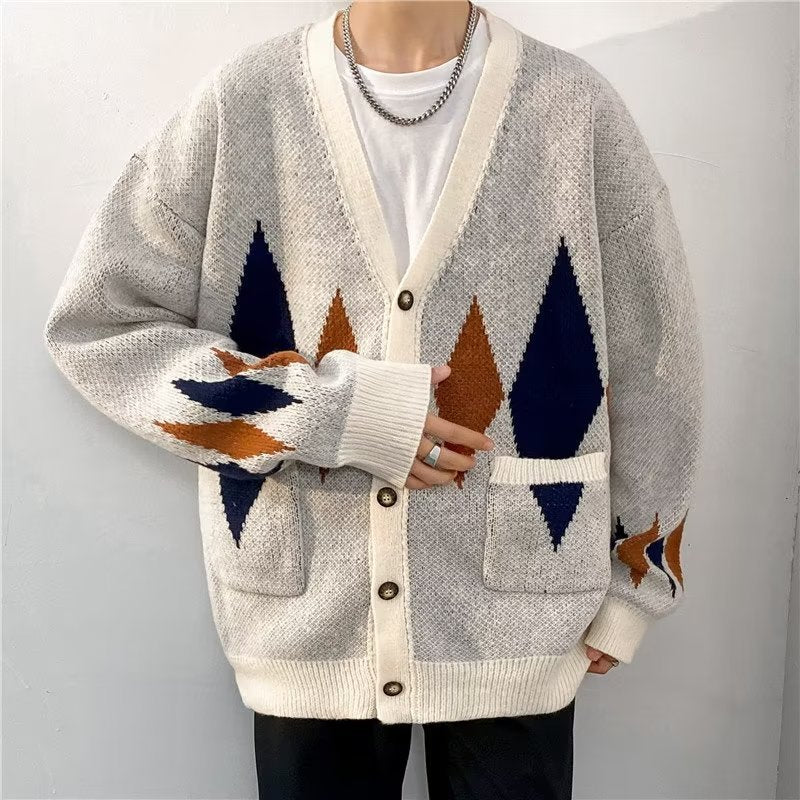 Retro Argyle Cardigan