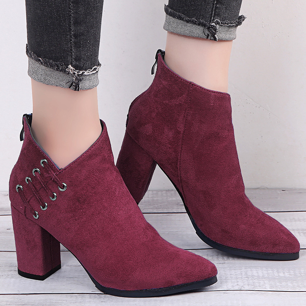 Pointed Suede Ankle Boots