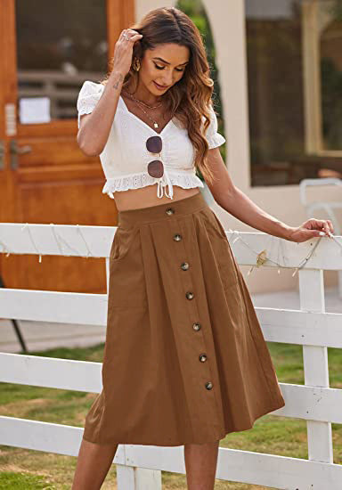 Button Front Skirt