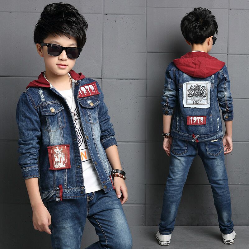 Boys' Hooded Denim Jacket Set