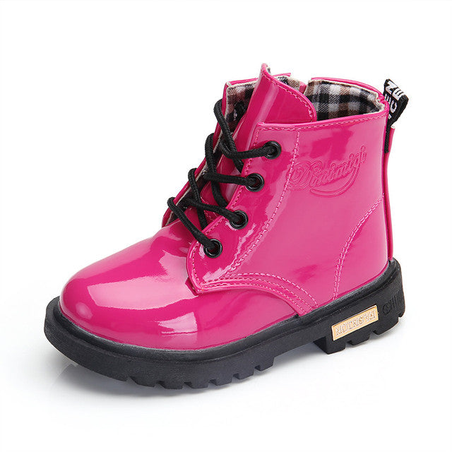 Kids' Patent Lace-Up Boots
