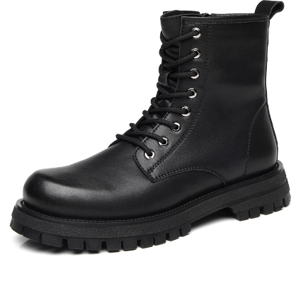 Black High-Top Boots for Boys in Overalls Style