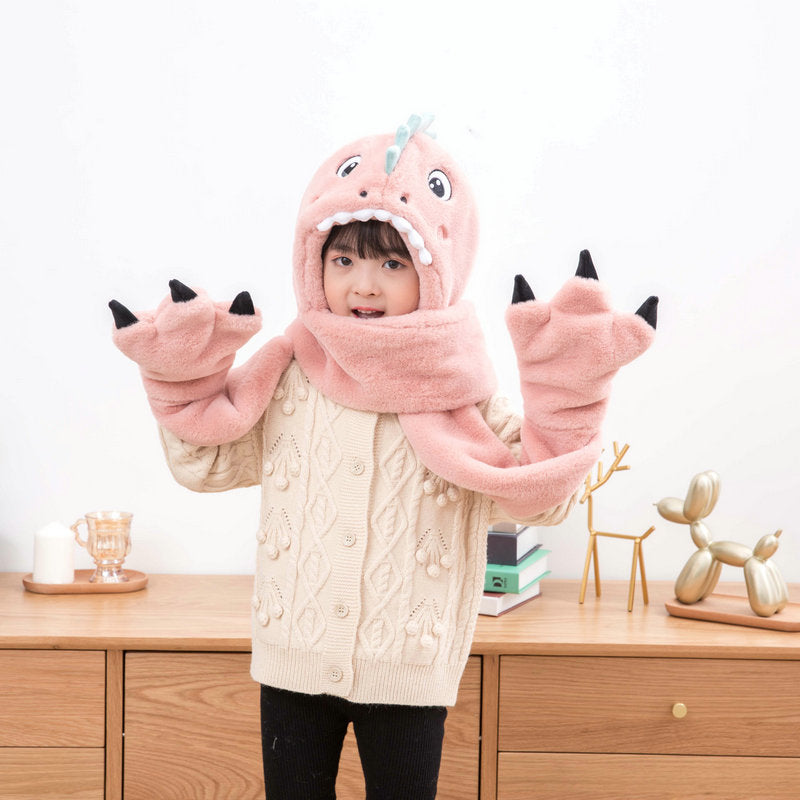 Kids' Dinosaur Hat & Scarf Set