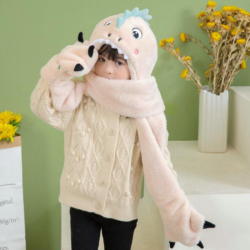 Kids' Dinosaur Hat & Scarf Set