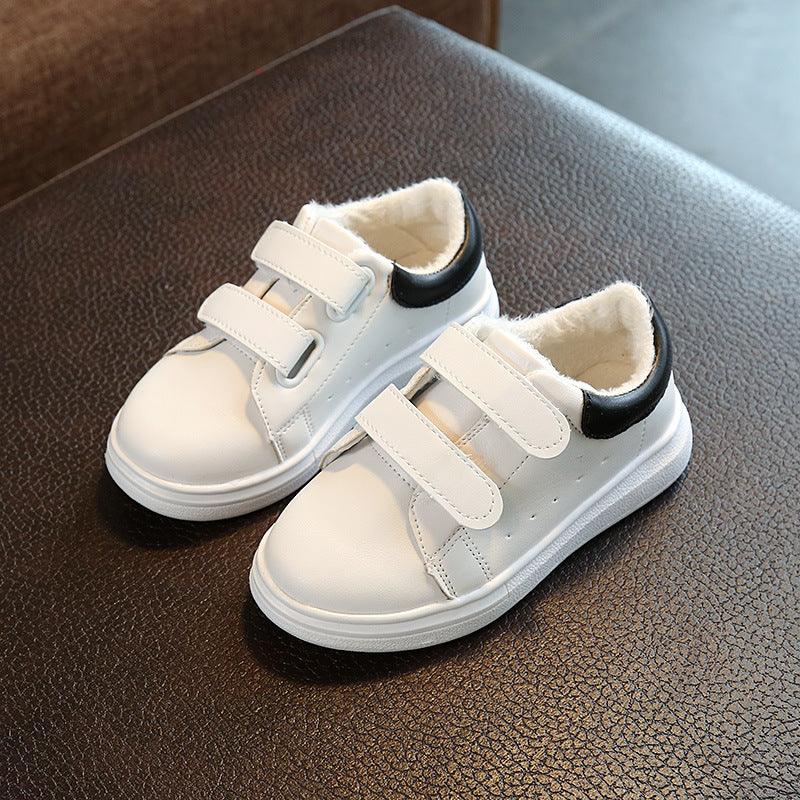 Kids' White Strap Sneakers