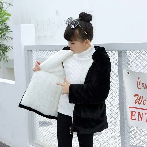Girls' Plush Sweater Coat