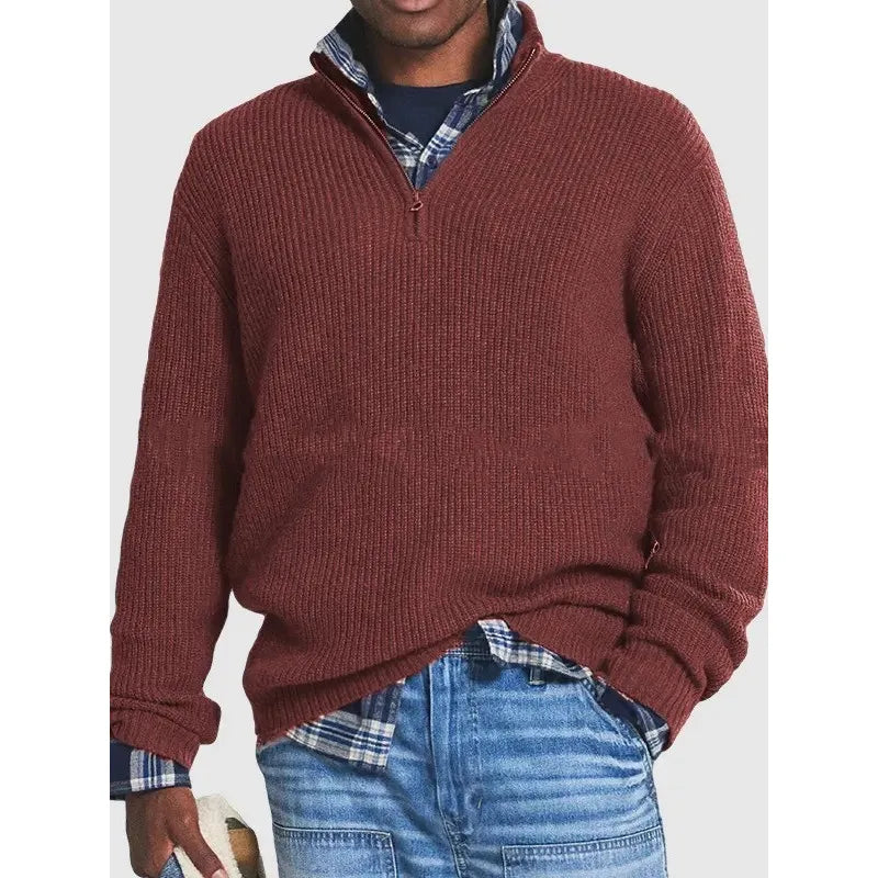 Zip Stand Collar Sweater