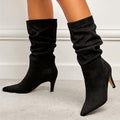 Slouchy Suede Heeled Boots