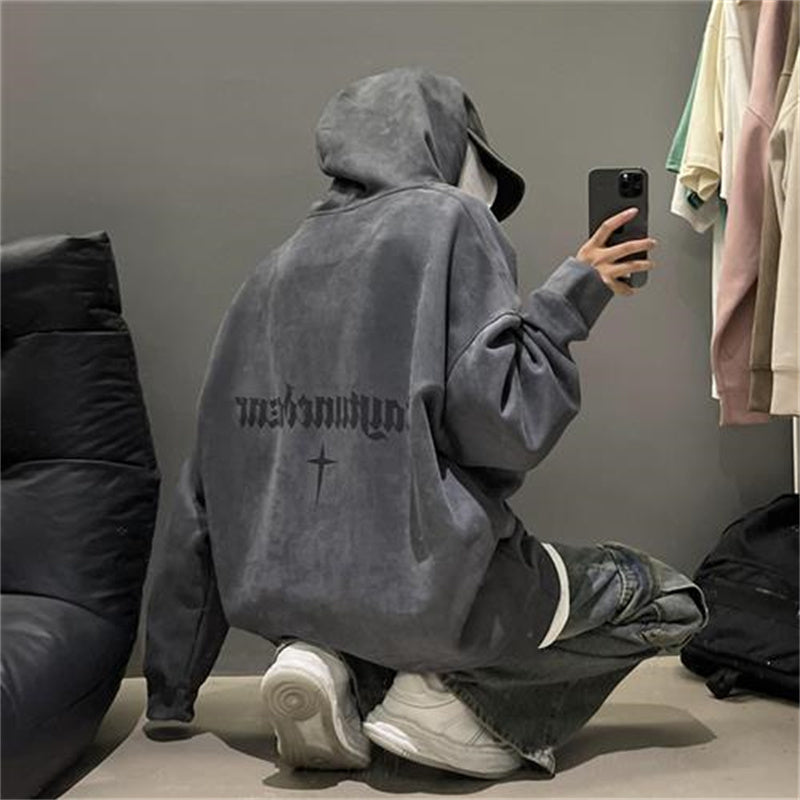 Burgundy Suede Hoodie