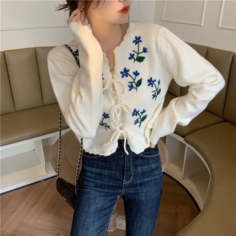 Embroidered Cardigan Set