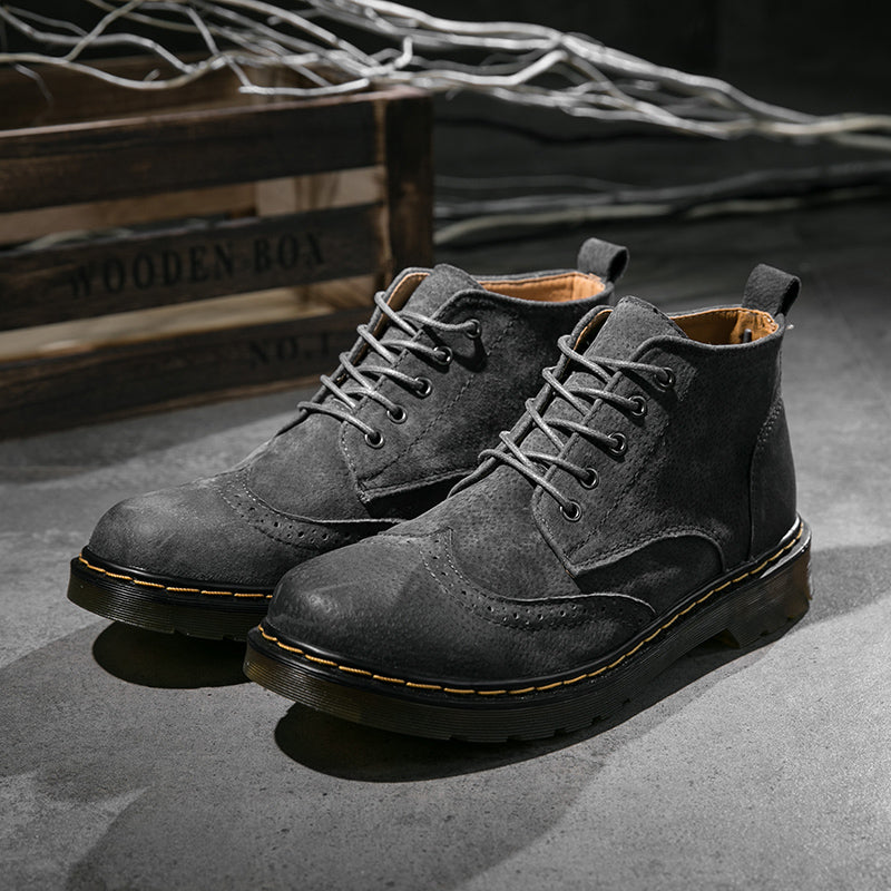 Genuine Leather Ankle Boots for Men - Vintage Fashion