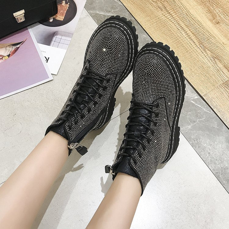 Sparkle Platform Combat Boots