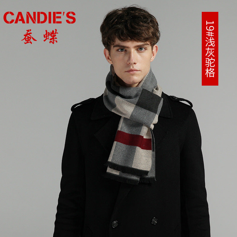 Men's Plaid Cashmere-Feel Scarf