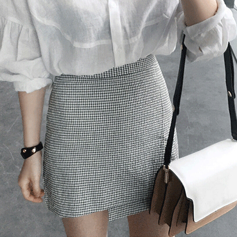 Houndstooth Asymmetric Skirt