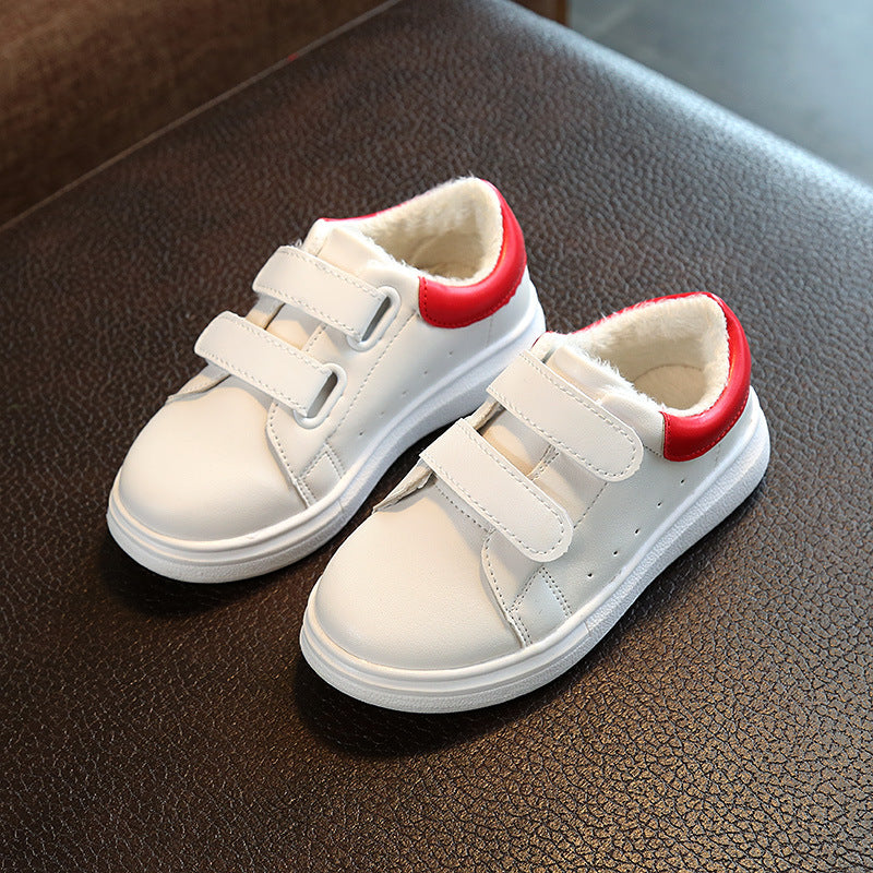 Kids' White Strap Sneakers