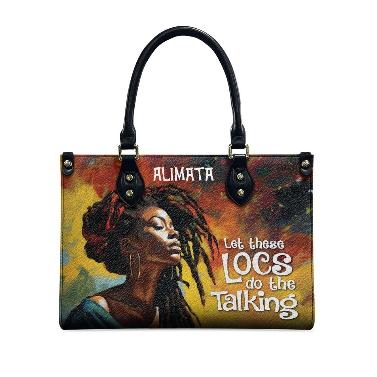 Butterfly Print Leather Handbag
