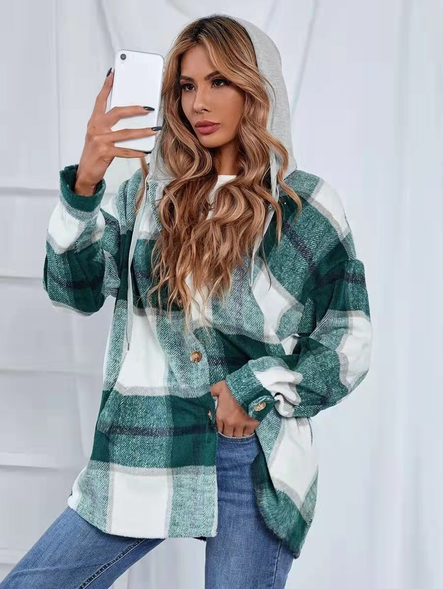 Plaid Wool Cardigan