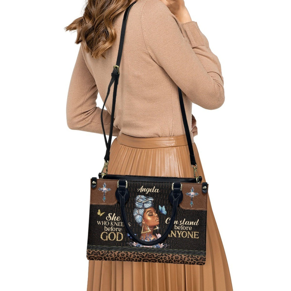 Butterfly Print Leather Handbag