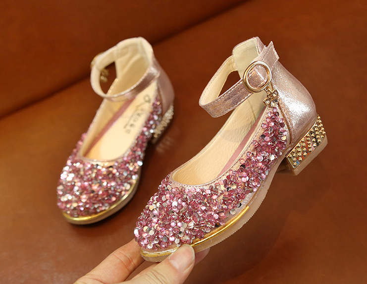 Girls' Glitter Ankle Strap Shoes