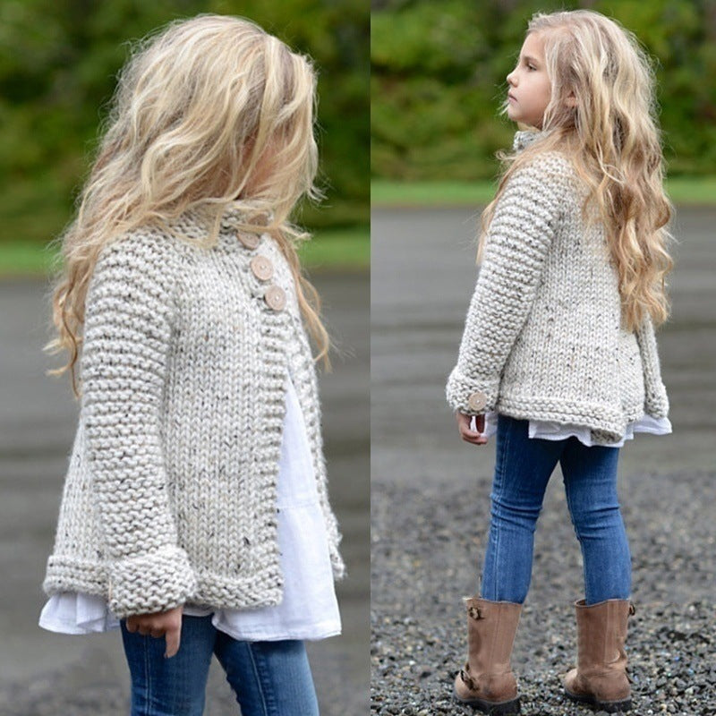 Girls' Long Knit Cardigan