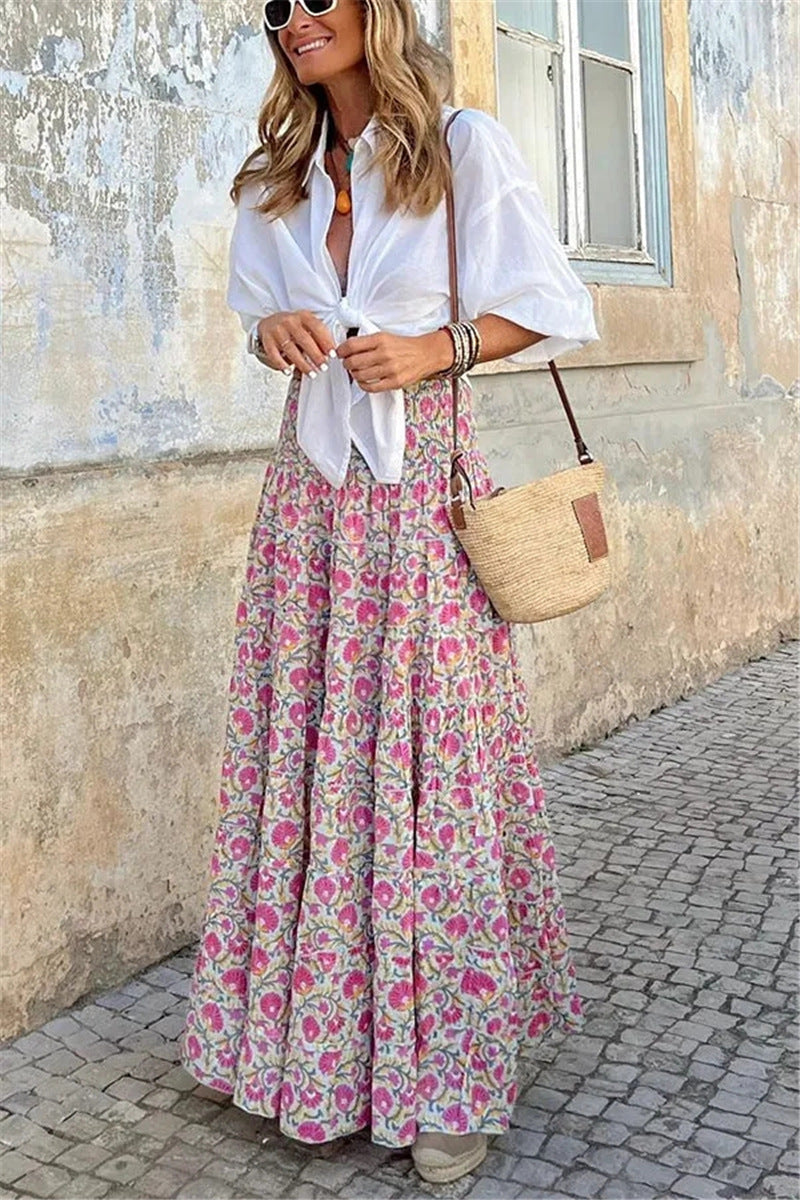 High-Waist Printed Skirt