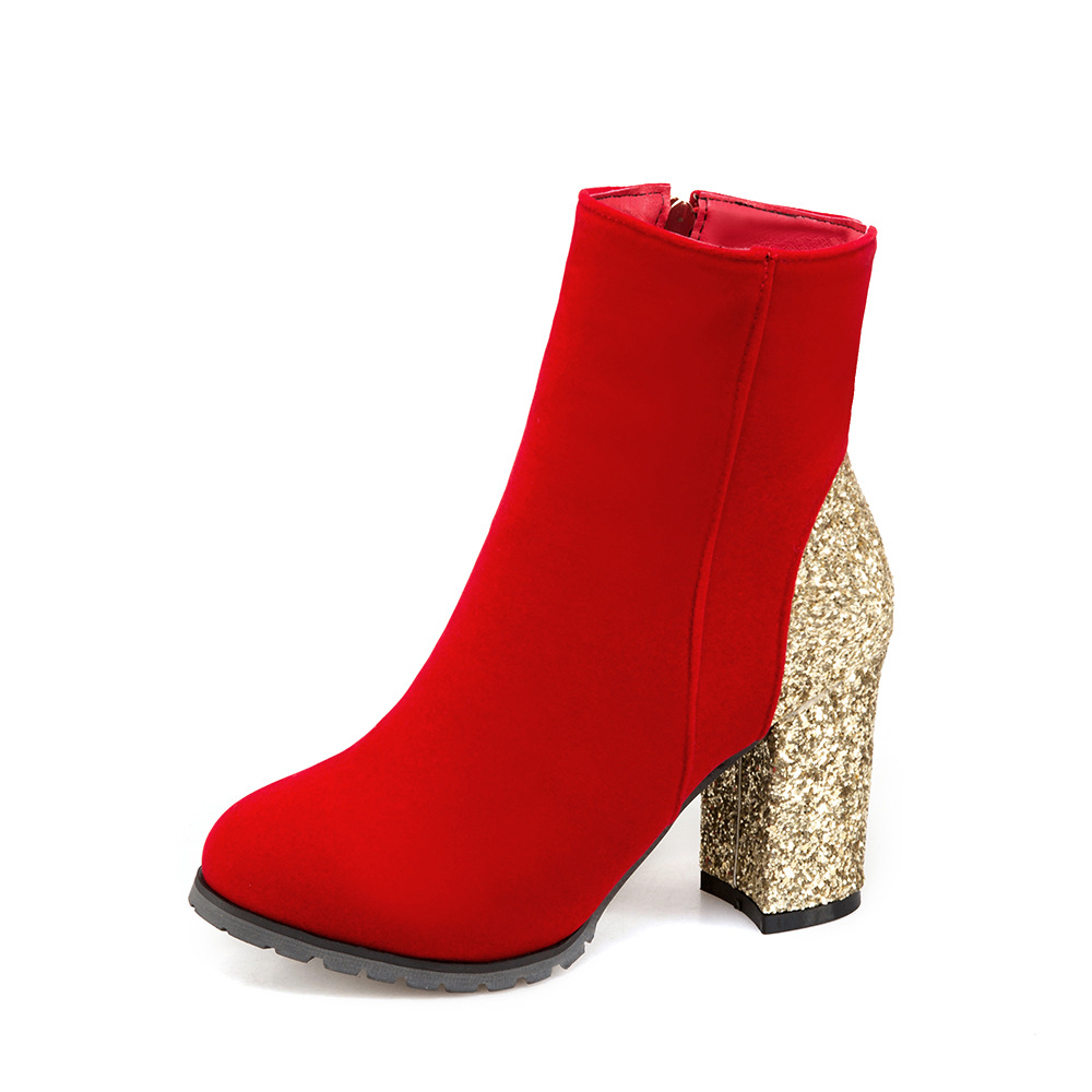 Sequined High Heel Ankle Boots for Women