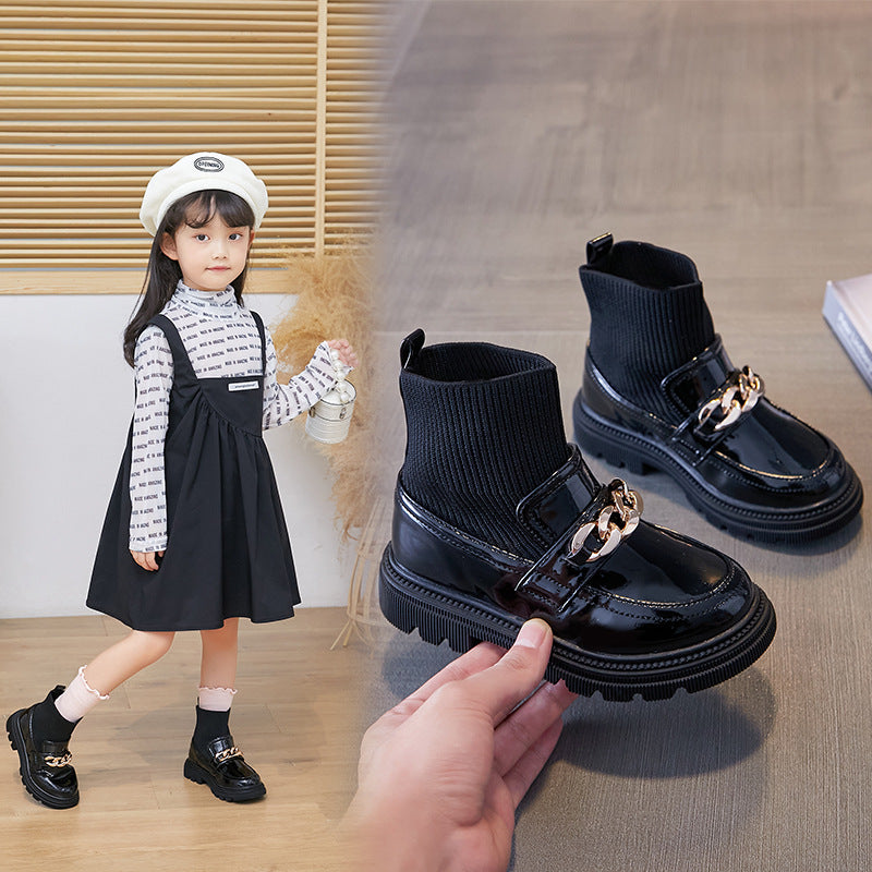 Kids' Breathable Knitted Short Boots and Sneakers