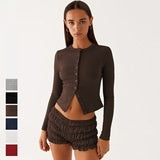 Ribbed Button Cardigan
