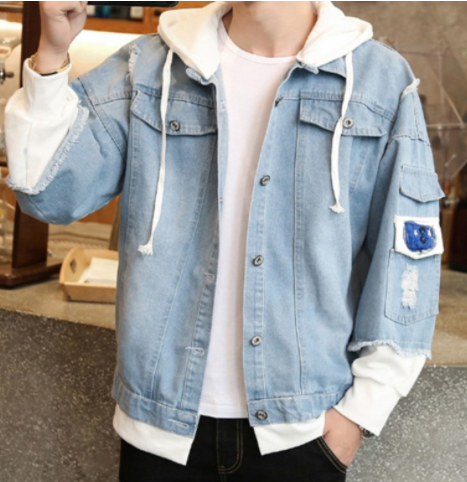 Distressed Denim Hooded Jacket