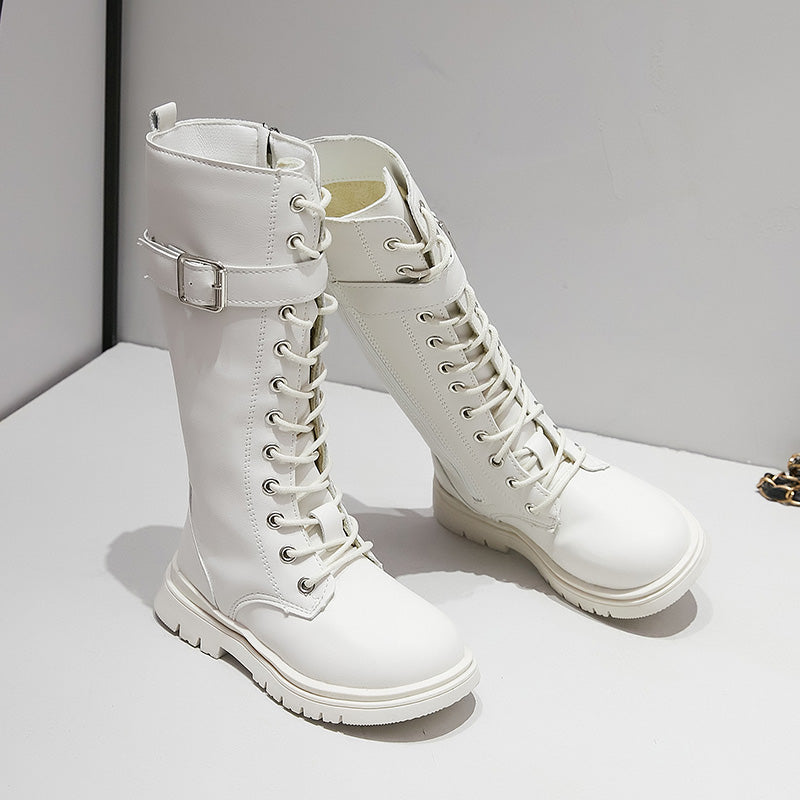 Girls' Fashion Leather High Boots for Autumn & Winter