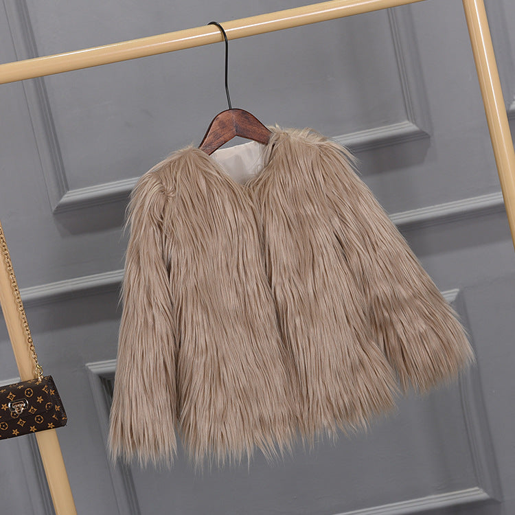 Girls' Thick Faux Fur Coat