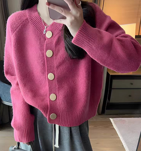 Asymmetric Button Cardigan