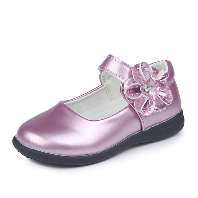 Girls' Metallic Flower Mary Janes