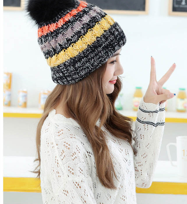 Striped Knit Winter Beanie